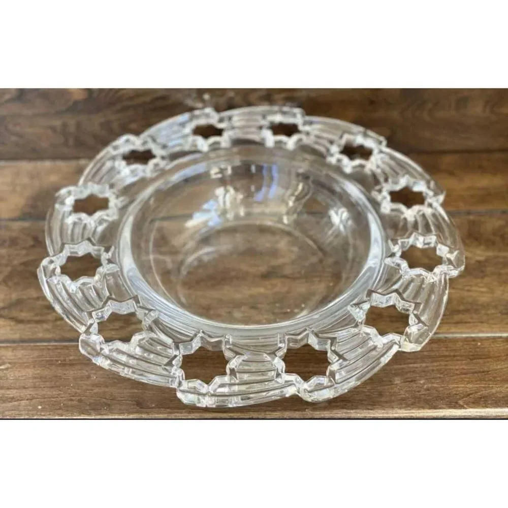 Vintage Nachtmann Blekristal German 12” Crystal Star Detail Rim Serving Bowl